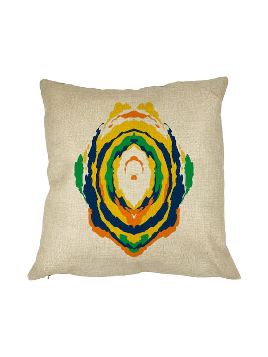 Decorative Pillow Abstract Model Multicolor 40x40 Cm Removable Cover Piping