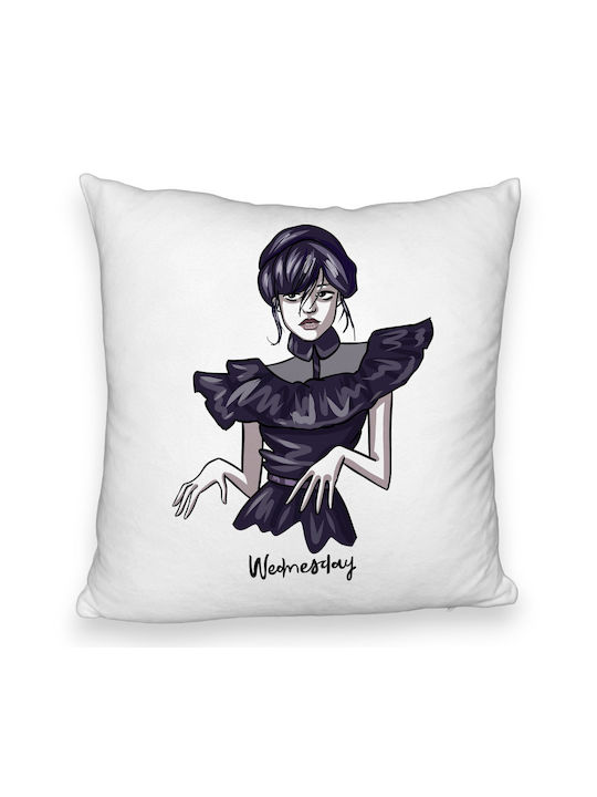 Decorative Fluffy Pillow Model Wednesday Addams Dancing Hands 1 40x40 Cm White Removable Cover Ruffle