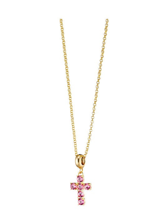 Loisir Damen Rosé Vergoldet Kreuz mit Kette Hearts