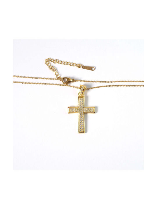 Cross from Gold Plated Steel with Chain