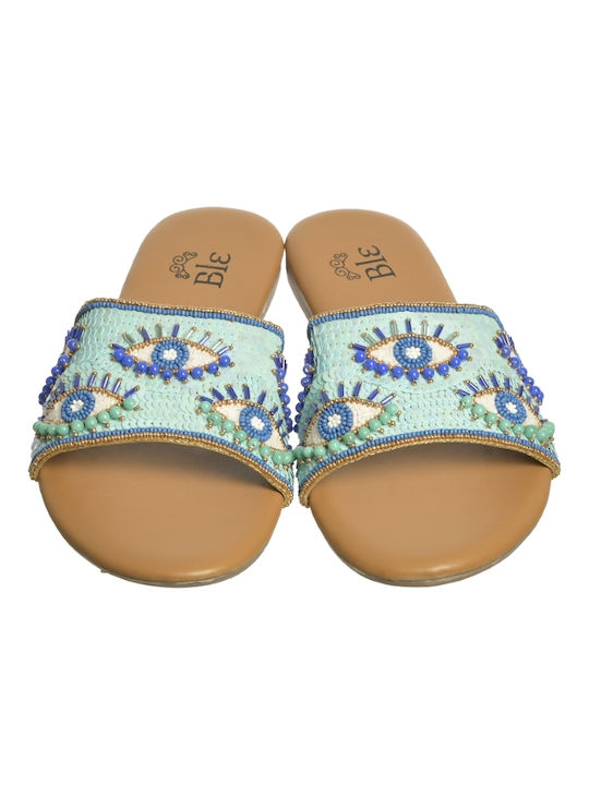 Damen Flache Sandalen in Türkis Farbe