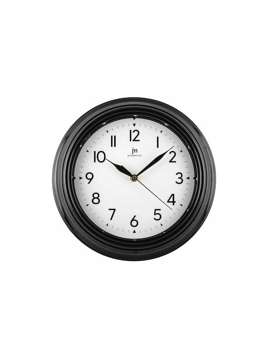 Justaminute Leise Wanduhr Digital Kunststoff Schwarz Ø30cm