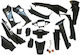 Roc Motorcycle Plastic Set for Honda Astrea Supra 100 Black 17pcs