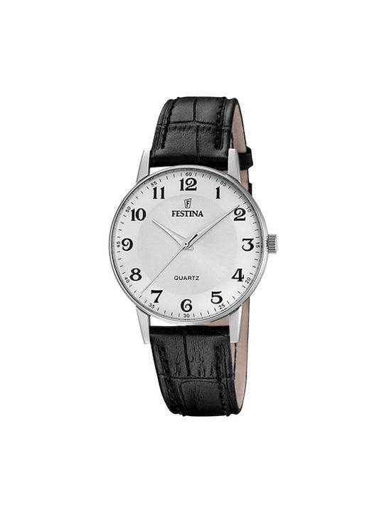 Festina Watch with Black Leather Strap