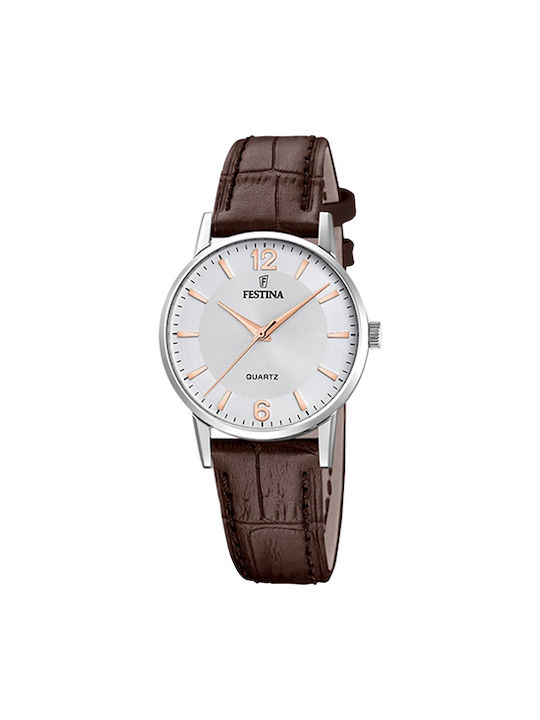 Festina Ladies Watch with Brown Leather Strap