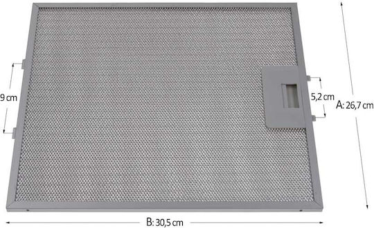 Metal Vent Hood Filter Type Aeg Candy Fagor Whirlpool 26.7 X 30.5 Cm