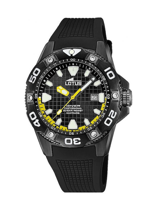 Lotus Watches Ανδρικό Ρολόι 45mm Μπαταρίας με Μαύρο Μεταλλικό Μπρασελέ