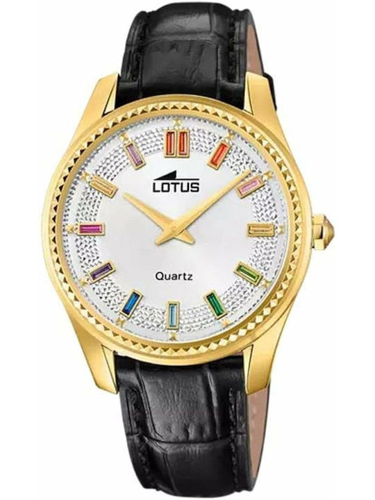 Lotus Watches Γυναικείο Ρολόι 38mm Μπαταρίας με Μαύρο Μεταλλικό Μπρασελέ