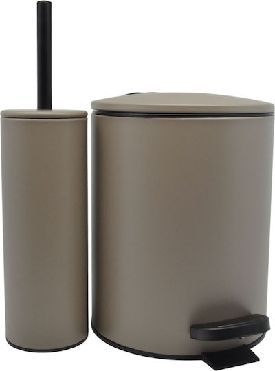 Ankor Inox Σετ Πιγκάλ και Καλαθάκι Μπάνιου Soft Close 5lt Μπεζ