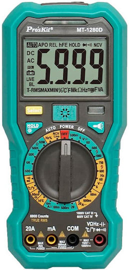 Proskit Digital Multimeter True RMS with Buzzer with AC / DC / Capacitance Measurement MT-1280D