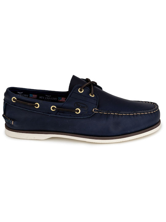 C4 Las Vegas/w Men's Leather Boat Shoes Blue