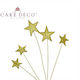 5 Edible Gold Sugar Paste Stars 2&3cm Wire