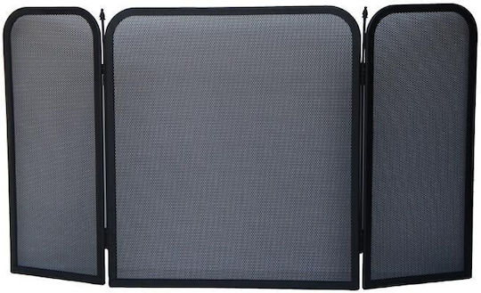 Home & Camp Cover Metallic Fireplace Screen with 3 Panels 97x53cm Black