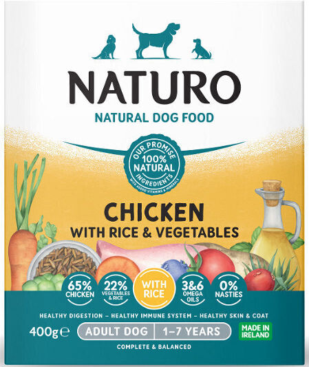 Naturo Nassfutter Hunde in Dose mit Huhn, Reis und Gemüse ohne Getreide 400gr