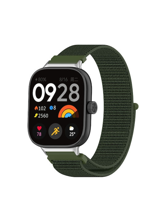 Xiaomi Mi Band 8 Pro Redmi Watch 4 Nylon Loop Metal Connector Watch Band Army Green