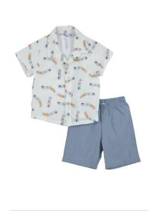 Babylon Kids Set with Shorts Summer 2pcs White Blue