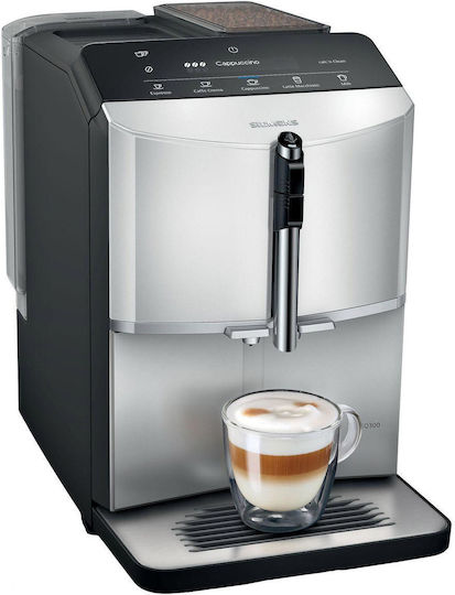 Αυτόματη Μηχανή Espresso 1300W Πίεσης 15bar για Cappuccino με Μύλο Άλεσης Ασημί TF303E01