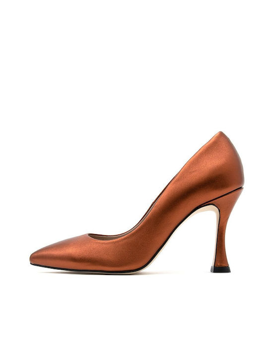 Fardoulis Leder Pumps mit hohem Absatz Orange