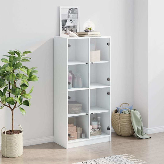 Vitrină Pentru Sufragerie Din Placă Din Lemn Agregat Cu Geam Alb 68x37x142cm