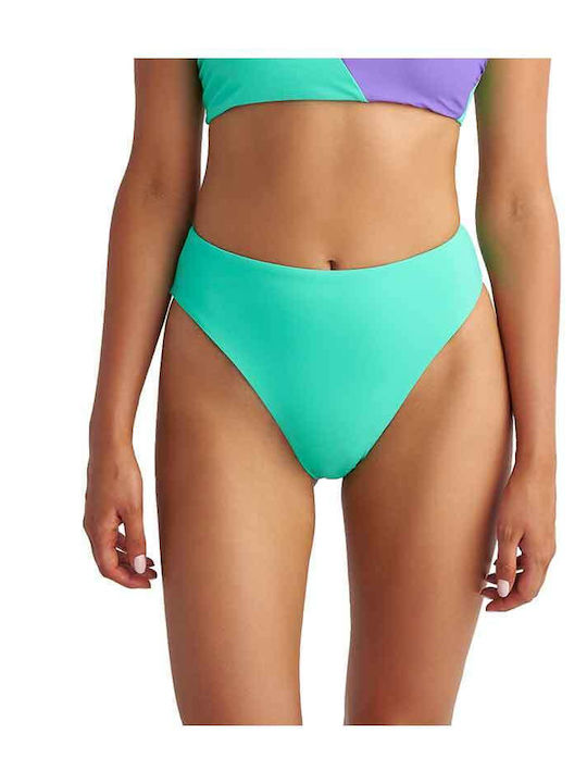 Bikini Slip Hohe Taille Fluo Petrol