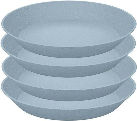 Koziol Servierteller Untiefe Kunststoff Blau mit Durchmesser 24cm 4Stück