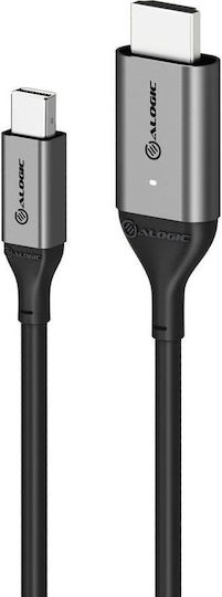 Cable Alogic Displayport Mini Hdmi 2m Grey Ulmdphd02-sgr