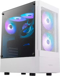 Gamdias Talos E3 Mesh Gaming Midi Tower Computer Case with Window Panel and RGB Lighting White