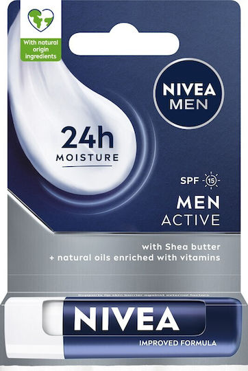 Nivea Active Caring Lip Butter Για Άνδρες SPF15 Shea Butter 4.8gr