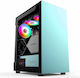 ProGaming Pro Gaming Myrmidon Мини кула Компютърна кутия със страничен прозорец и ARGB осветление Turquoise