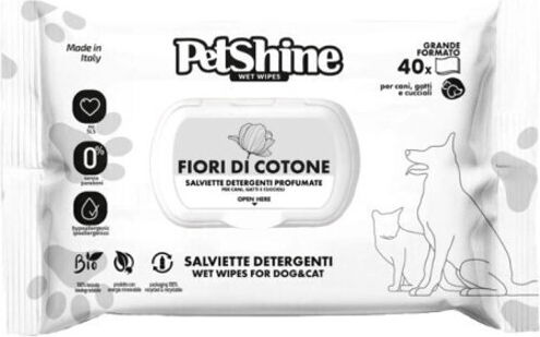 Pet Camelot Pet Shine 40 Dog and Cat Wipes for Body Cleansing with Flowers Scent