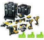 Dewalt Set Eckiges Rad & Kreissäge & Multitool & Excavator & Schlagbohrschrauber & Schlagschraubendreher Brushless 18V mit 3 Batterien 5Ah und Hülle