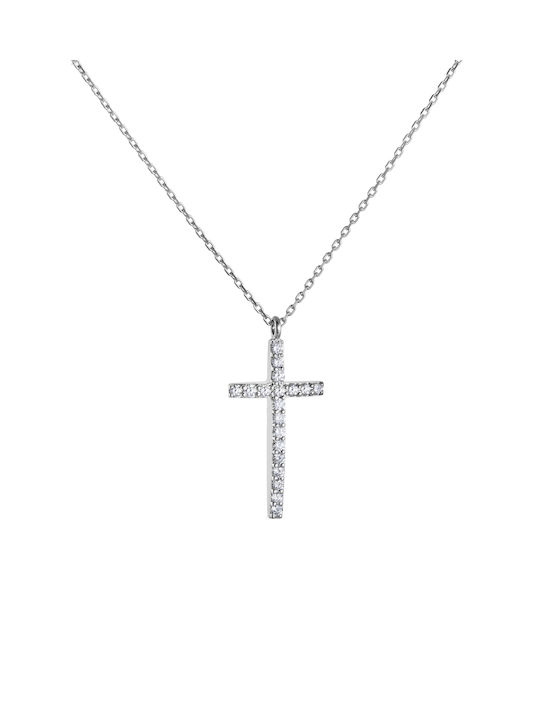 Kritsimis Women's White Gold Cross 18K with Chain