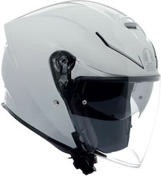 AGV K5 Jet Evo Stelvio White Cască de motocicletă Jet ECE 22.06 1350gr cu vizor solar