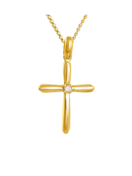 Kritsimis Damen Gold Kreuz 14K mit Kette