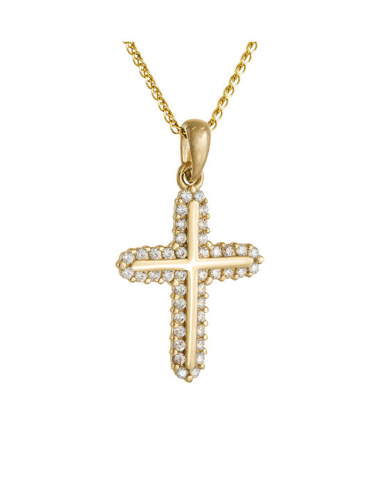 Kritsimis Damen Gold Kreuz 14K mit Kette