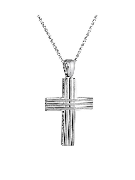 Kritsimis Damen Weißgold Kreuz 14K mit Kette