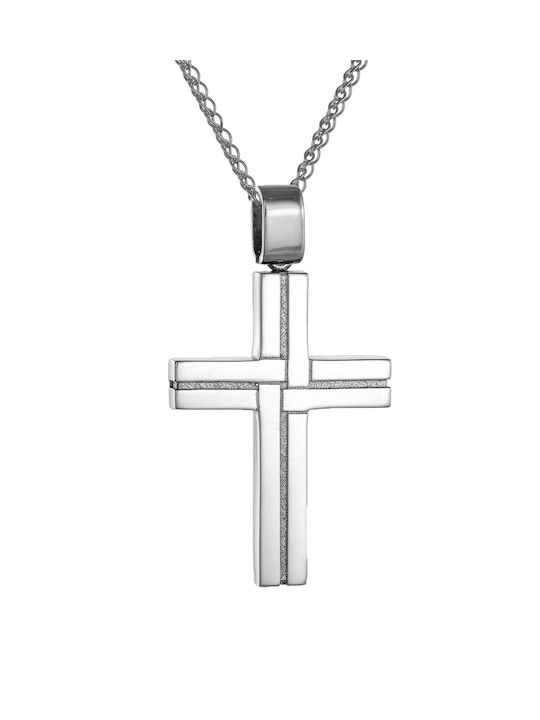 Kritsimis Damen Weißgold Kreuz 14K mit Kette