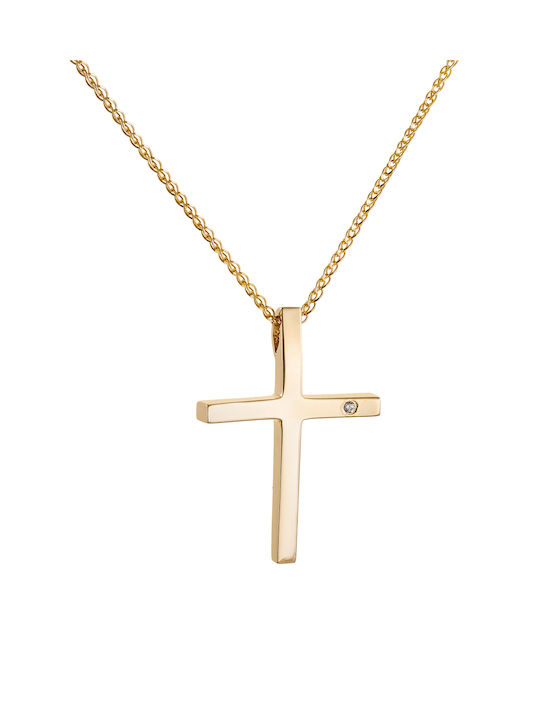 Kritsimis Damen Gold Kreuz 14K mit Kette