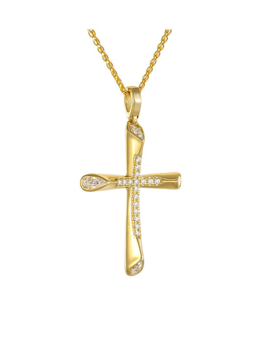 Kritsimis Damen Gold Kreuz 14K mit Kette