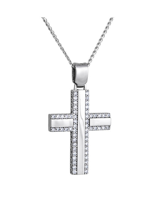 Kritsimis Women's White Gold Cross 14K with Chain