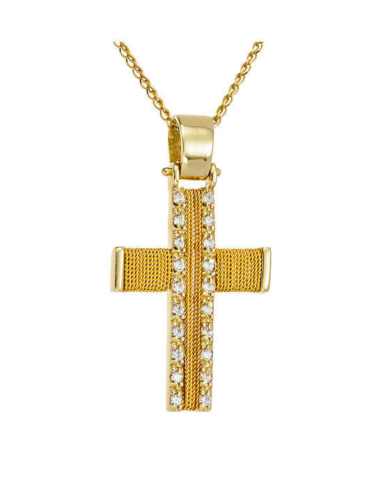 Kritsimis Damen Gold Kreuz 14K mit Kette