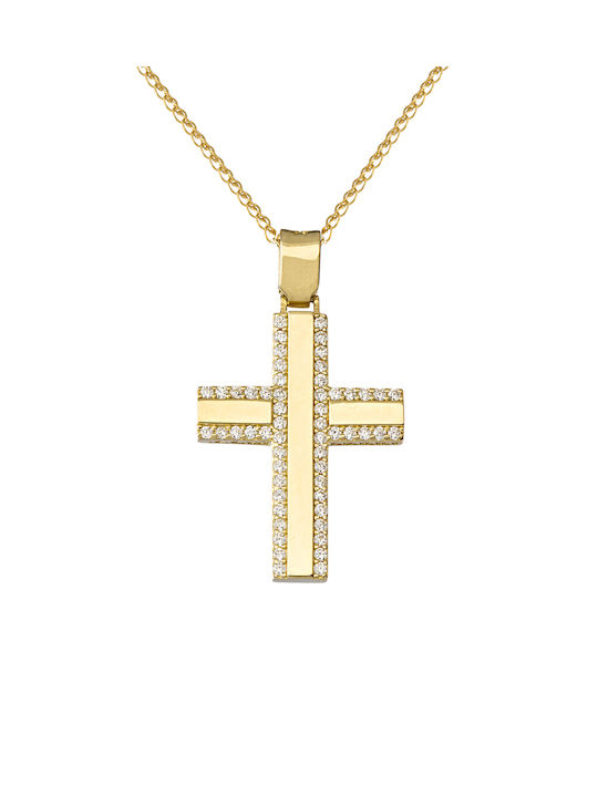 Kritsimis Damen Gold Kreuz 14K mit Kette