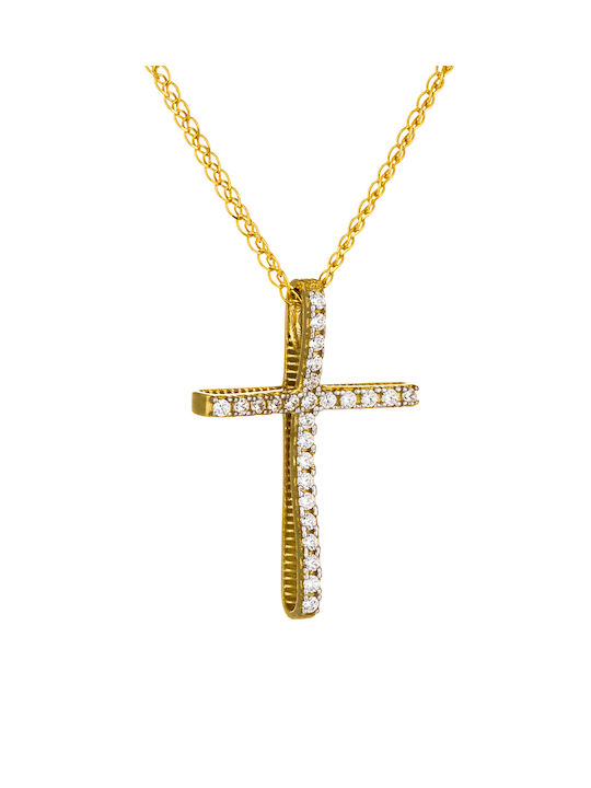 Kritsimis Damen Gold Kreuz 14K mit Kette