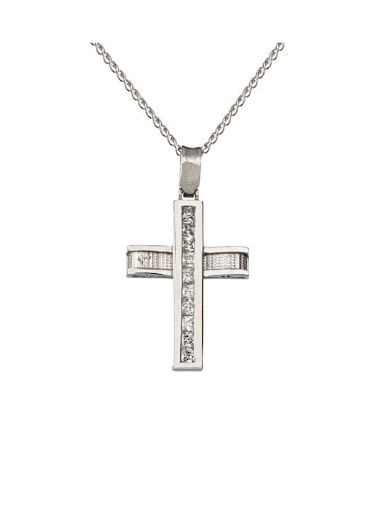 Kritsimis Damen Weißgold Kreuz 14K mit Kette