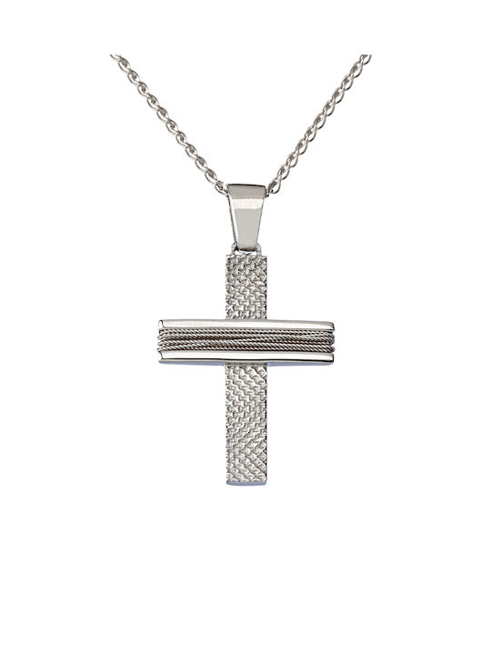 Kritsimis Damen Weißgold Kreuz 14K mit Kette