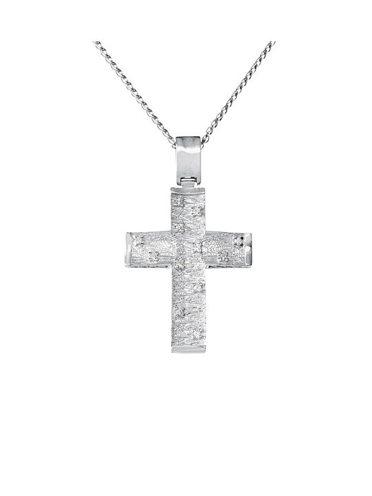 Kritsimis Damen Weißgold Kreuz 14K mit Kette