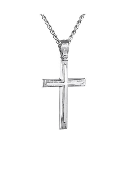 Kritsimis Damen Weißgold Kreuz 14K mit Kette