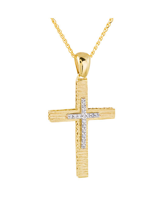 Kritsimis Damen Gold Kreuz 14K mit Kette