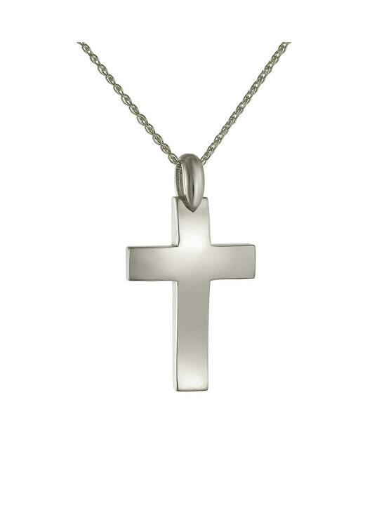 Kritsimis Damen Weißgold Kreuz 14K mit Kette