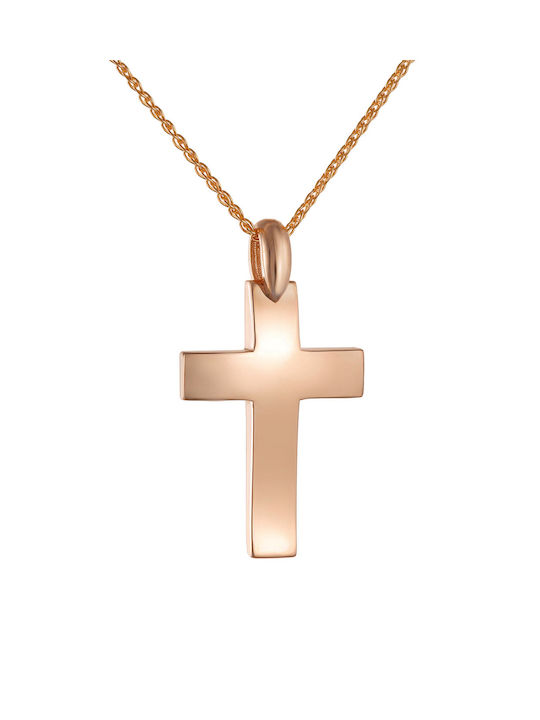 Kritsimis Damen Rosé Vergoldet Kreuz mit Kette